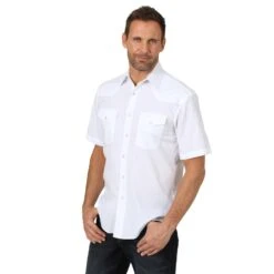 Wrangler White Short Sleeve Pearl Snap -Western Edge 71106WH BF01 SWFF PRD
