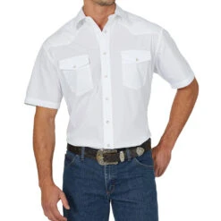 Wrangler White Short Sleeve Pearl Snap