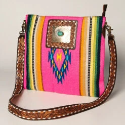 American Darling Pink Serape Saddle Blanket/Concho Crossbody
