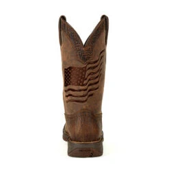 Durango Brown Distressed Flag Embroidery Square Toe Boots 11 Durango Brown Distressed Flag Embroidery Square Toe Boots -Western Edge DDB0314 back