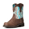 Ariat Brown And Turquoise Aztec Fatbaby -Western Edge F20 WMS WEST 10034039 3 4 front 85017.1614636560
