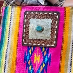 American Darling Pink Serape Saddle Blanket/Concho Crossbody -Western Edge IMG 4874