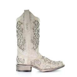 Corral Boots Corral White Glitter Inlay Boots -Western Edge a3397