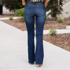 KanCan Petite Mid Rise Flare Jean -Western Edge kcptback