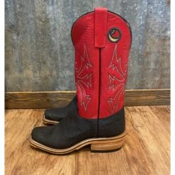 Olathe Black & Red Smooth Ostrich Boots -Western Edge olatheblk2