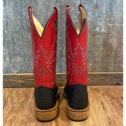 Olathe Black & Red Smooth Ostrich Boots -Western Edge olatheblk4