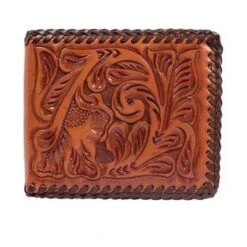 Floral Hand Tooled Leather/Lace Bi-fold Wallet